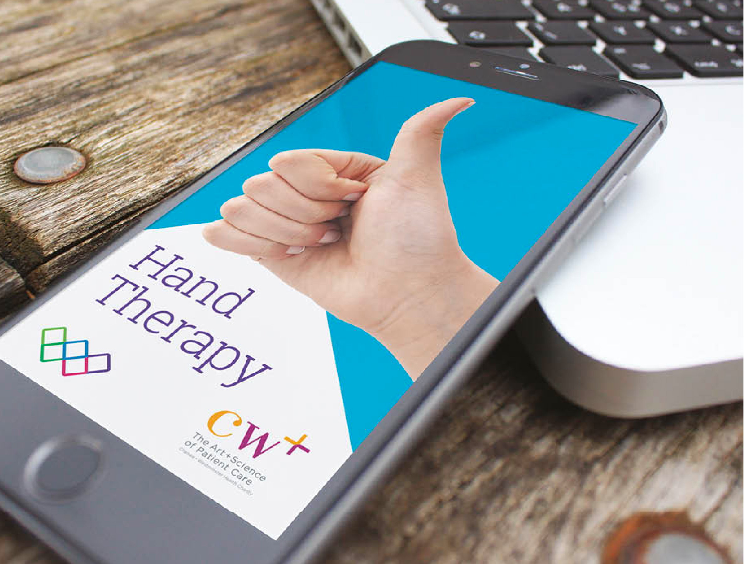CW+ hand therapy health app on mobile phone