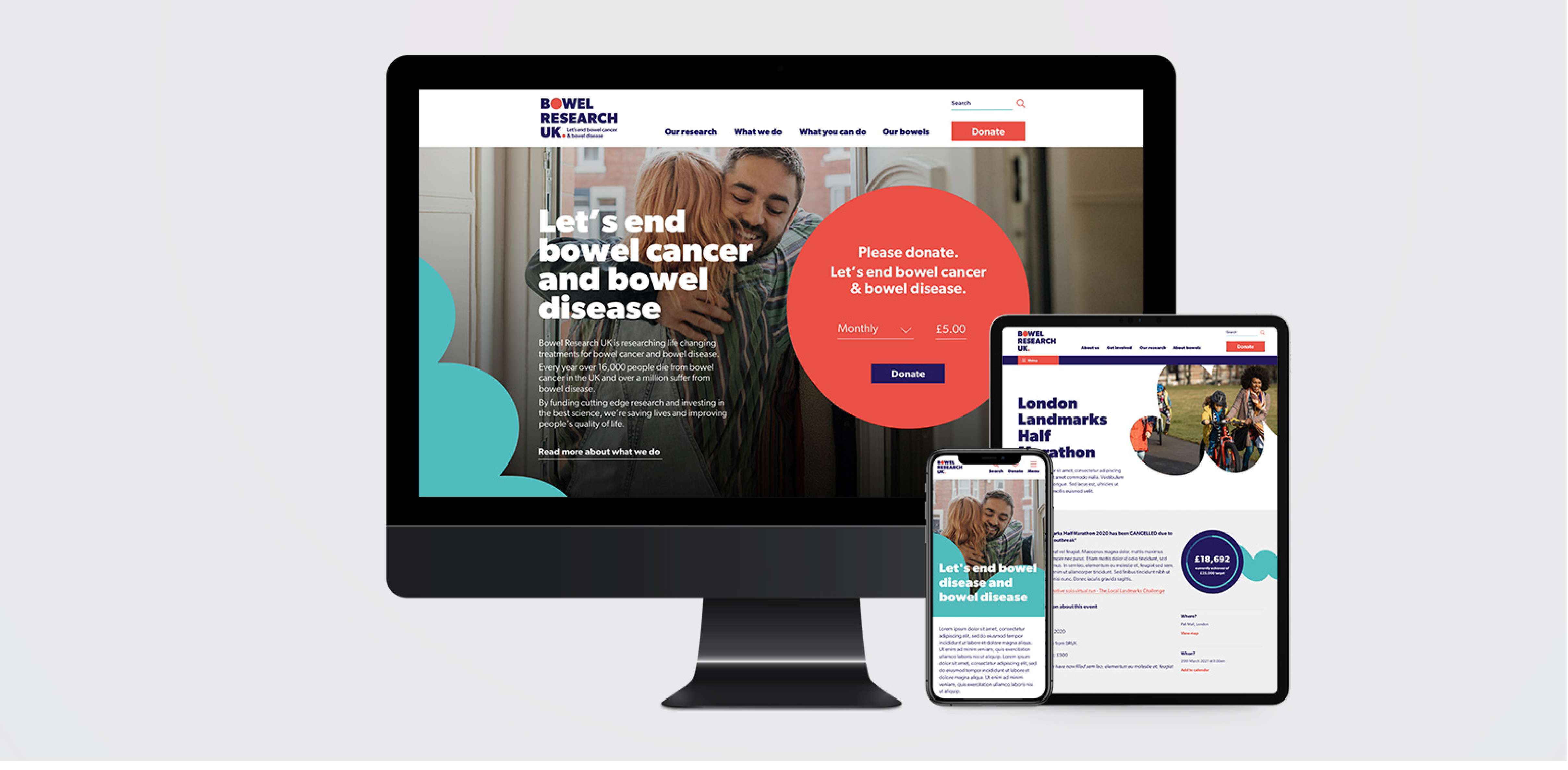 Bowel Research UK website shown on various device screens
