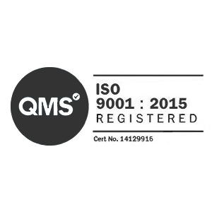 QMS ISO 9001:2015 Registered cert number 14129916