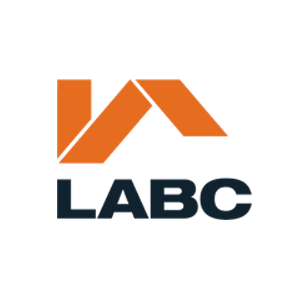 LABC logo features orange geometric shapes forming a 'roof' over the LABC acronymn