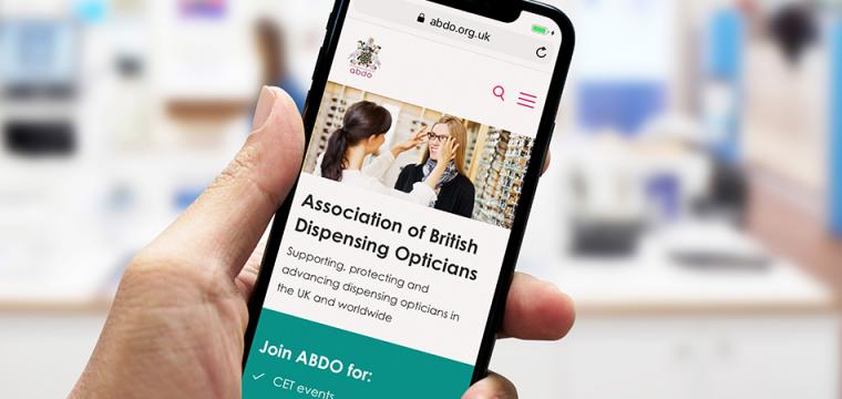 New ABDO website shown on a mobile phone