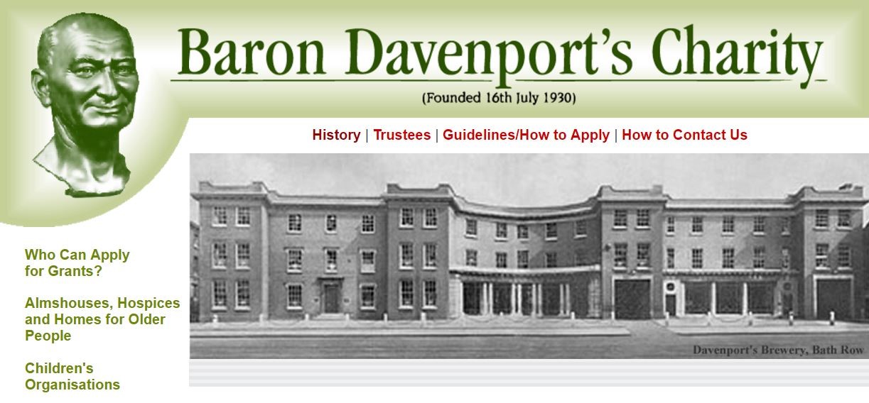 The old website for Baron Davenport's Charity, before the refresh by IE Digital