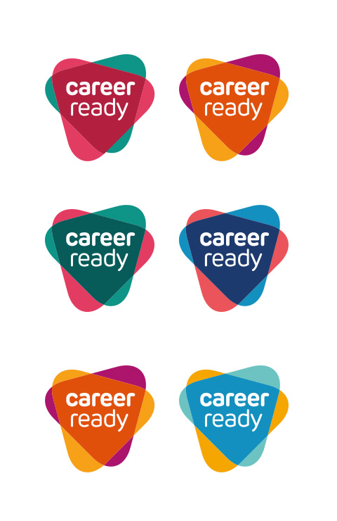 Career Ready logos shown in six alternative colour combinations