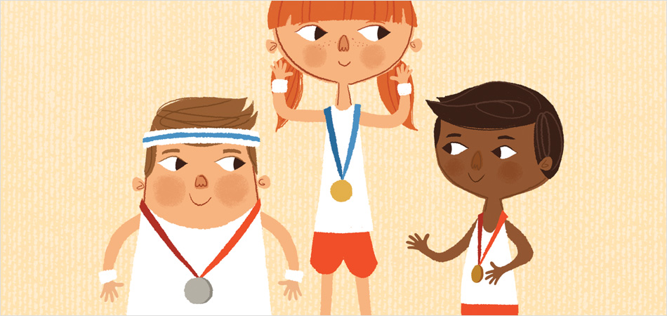 pfeg illustration or children in sports kit receiving medals