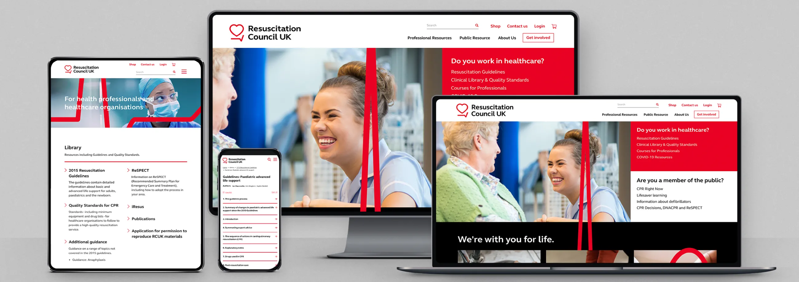 Resuscitation Council UK website shown on various devices